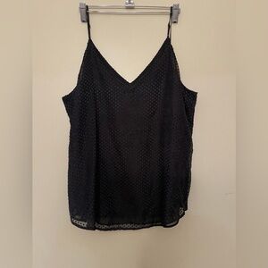 Express Women Large Black Double Layer Dot Spaghetti Strap Camisole Tank Top
